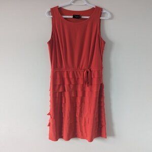 Just Taylor Women's Sleeveless Ruffled Hem Dress, Size 8, Vibrant Coral